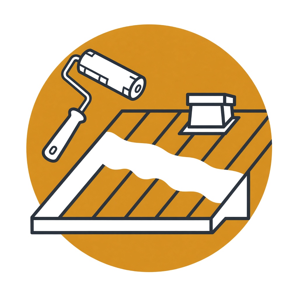 Roof painting and coating system illustration