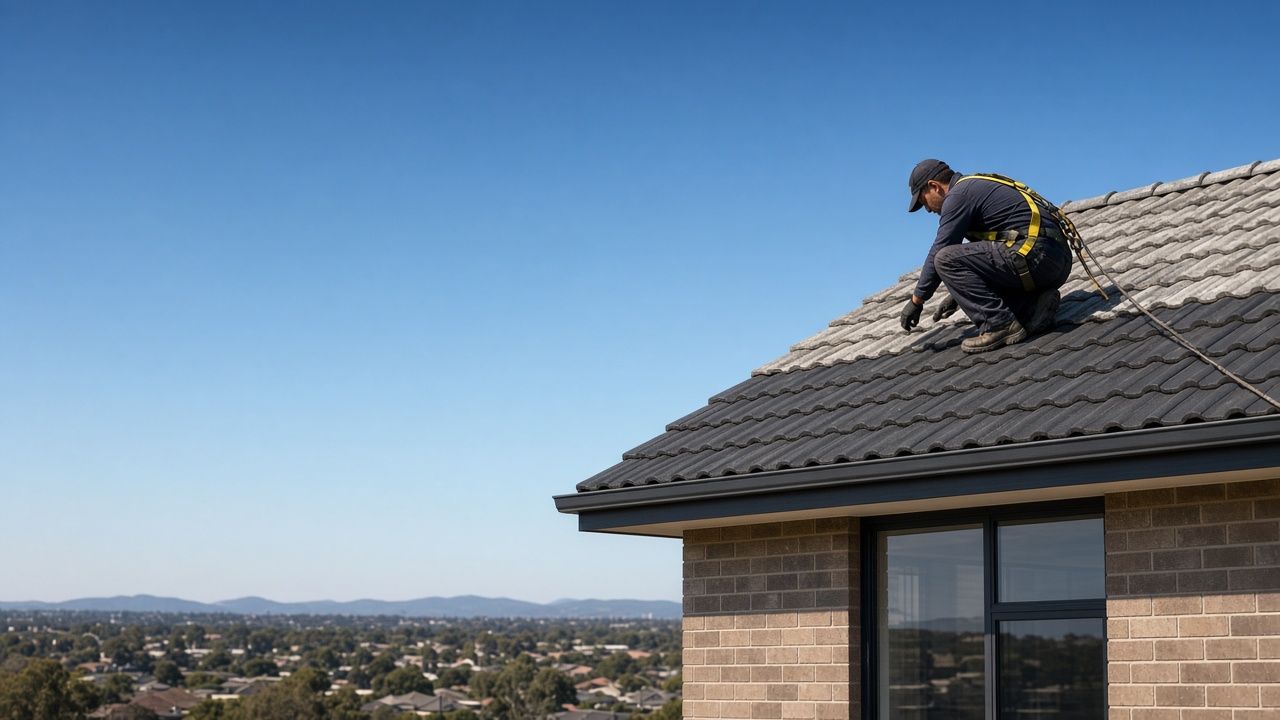 Melbourne tiled roof being restored