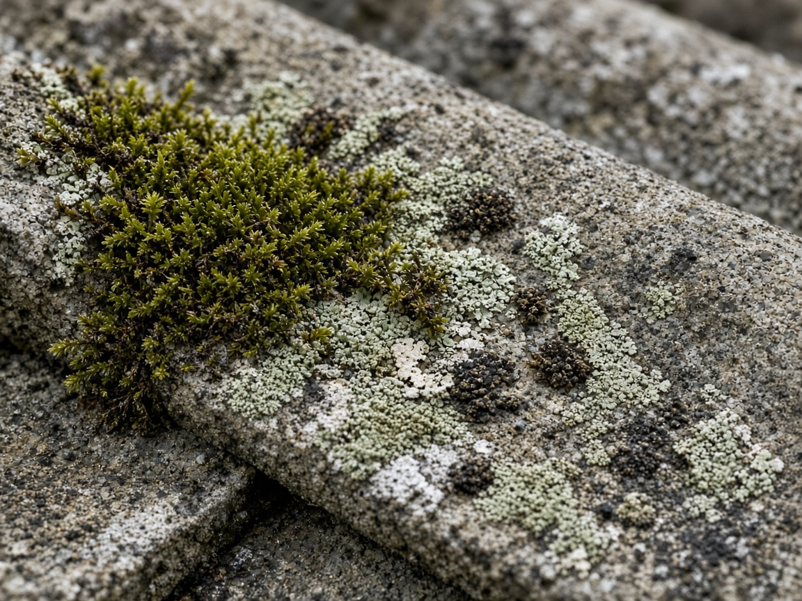 Moss on roof tiles